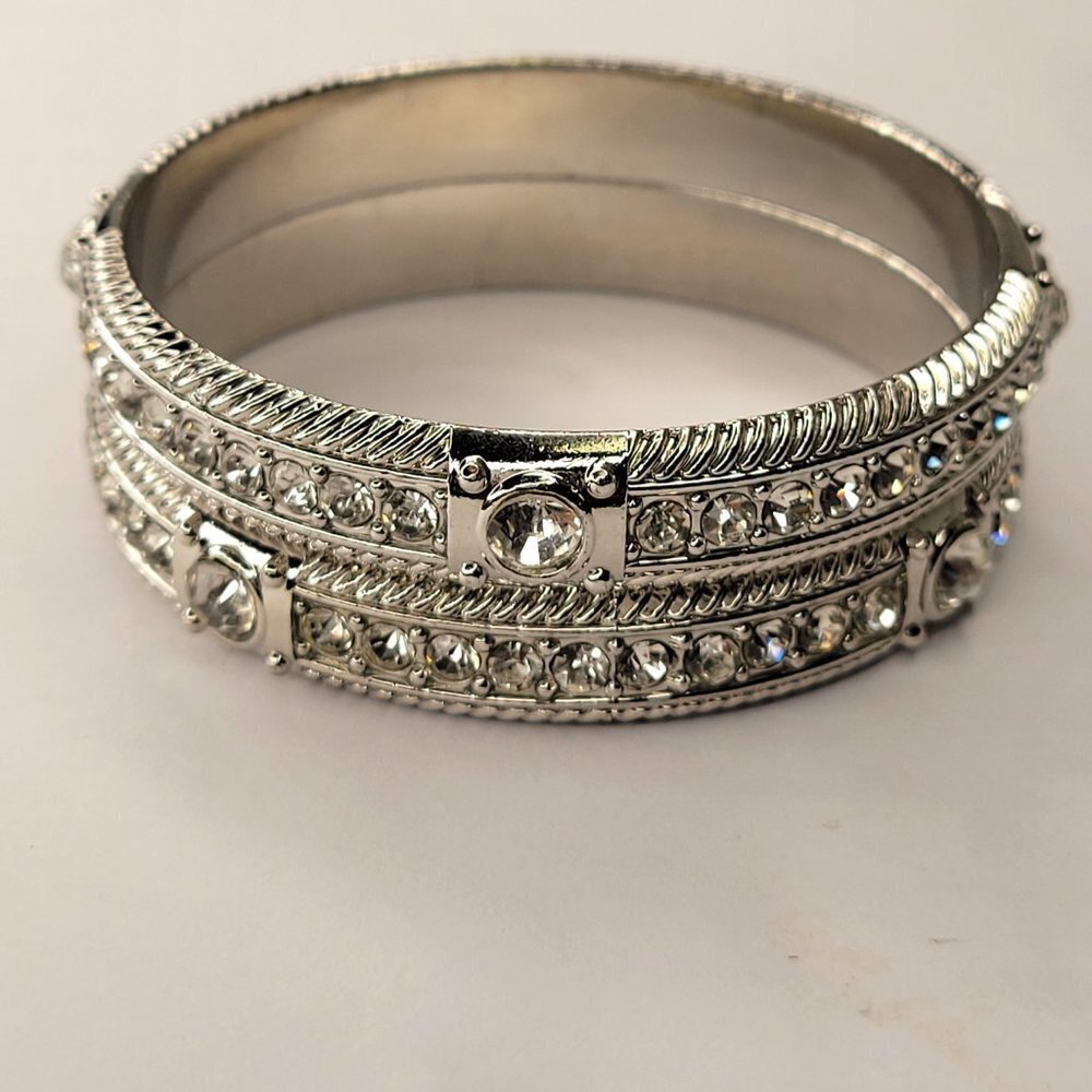 Silver Bangle with Crystals - Picture 13 of 15